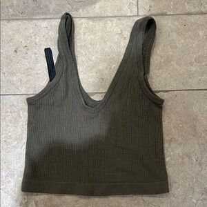 Urban Outfitters Khaki Ribbed Crop Top